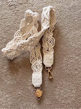 The Ferris Co. Macrame Crochet Bag Strap in Cream with Gold Hardware